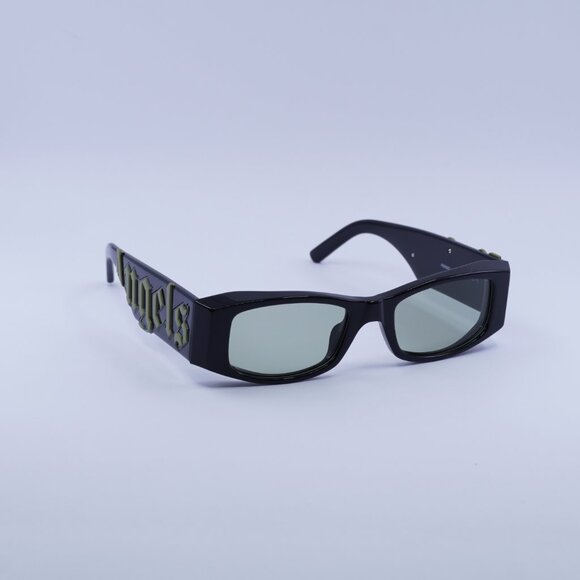 Palm Angels PERI007 ANGEL 1055 Sunglasses Black Rectangle Frame, Green Lenses - Picture 5 of 11